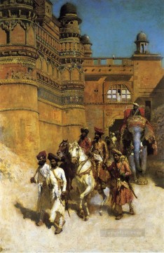 El Maharahaj de Gwalior ante su palacio El árabe Edwin Lord Weeks Pinturas al óleo